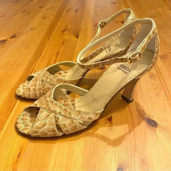 Varda Jenny B New York Designer Croc Leather Heel Sandals Corpcore Officecore - Picture 3 of 11